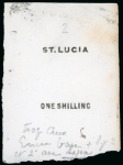 Stamp of Sperati St Lucia – 1885 1s, three glass support clichés, 13 items