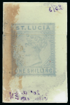 Stamp of Sperati St Lucia – 1885 1s, three glass support clichés, 13 items