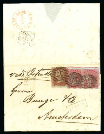 Stamp of Great Britain » 1855-1900 Surface Printed » 1855-57 No Corner Letters 1855 (Jul 31) entire from London to Amsterdam, bearing