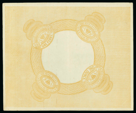 Stamp of Great Britain » 1839 Treasury Competition 1837 John Dickinson London District Post Essay: 1d. lettersheet in yellow-buff