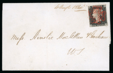 Stamp of Great Britain » 1840 1d Black and 1d Red plates 1a to 11 1840 1d. black, Pl. 3, NE used locally on entire in Edinburgh