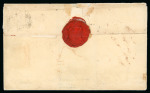 Stamp of Great Britain » 1841 1d Red 1852 cover from Scotland to San Francisco with 4/8 postage paid in cash and an imperf 1d red applied to pay a late fee