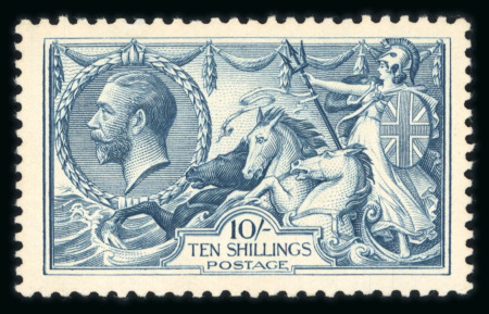 Stamp of Great Britain » King George V » 1913-19 Seahorse Issues 1918 Bradbury Wilkinson 10s 'Steel' blue, mint n.h.