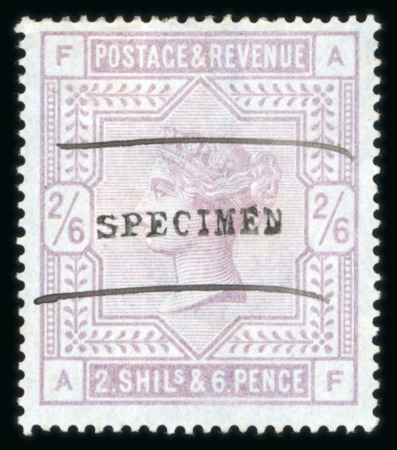Stamp of Great Britain » 1855-1900 Surface Printed » 1883-84 & 1888 High Values 1883-84 2s6d lilac on blued paper mint overprinted "SPECIMEN" type 9