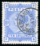 Stamp of Great Britain » 1855-1900 Surface Printed » 1883-84 & 1888 High Values 1883-84 10s ultramarine fine used with neat strike of Sunderland cds