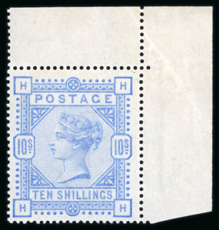 Stamp of Great Britain » 1855-1900 Surface Printed » 1883-84 & 1888 High Values 1883-84 10s pale ultramarine HH, mint n.h. (mounted in the margin only)