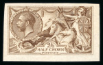 Stamp of Great Britain » King George V » 1913-19 Seahorse Issues 1915 De La Rue 2s6d colour trial imperforate in yellow-brown on gummed, watermarked paper