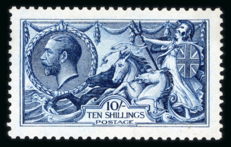 Stamp of Great Britain » King George V » 1913-19 Seahorse Issues 1913 Waterlow 10s indigo-blue fine mint