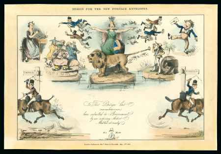 Stamp of Great Britain » 1840 Mulreadys & Caricatures » Caricatures Fores Comic envelope design printed in large format, hand-coloured in watercolour