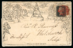 Stamp of Great Britain » 1840 Mulreadys & Caricatures » May Dates 1840 (May 25) 1d Mulready lettersheet from Manchester uprated 1840 1d black