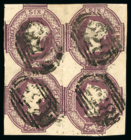 Stamp of Great Britain » 1847-54 Embossed 1847-54 Embossed 6d purple used block of four with margins all around
