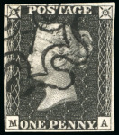 Stamp of Great Britain » London Numbered Crosses 1840 1d black pl.6 MA with a very fine strike of the scarce London "7" in MC