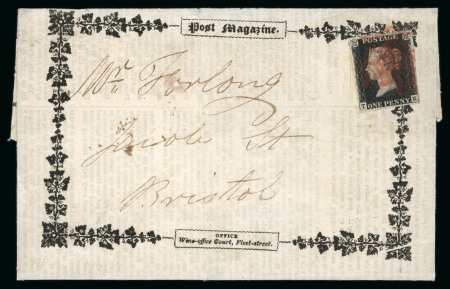 Stamp of Great Britain » 1840 1d Black and 1d Red plates 1a to 11 1840 (Nov 20) "POST Magazine" to Bristol, bearing 1840 1d black pl.5 TK