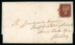 Stamp of Great Britain » 1840 1d Black and 1d Red plates 1a to 11 1841 1d red-brown pl.11 MD from the "black" printing, with margins cut into at lower right corner, on cover to Stirling from Glasgow