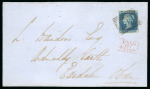 Stamp of Great Britain » 1841 2d Blue 1841 2d blue pl.3 HL on cover tied by Scottish numeral with "Paid 6d Extra" boxed hs in red below