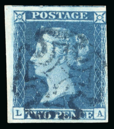 Stamp of Great Britain » 1841 2d Blue 1841 2d. blue, Pl. 3, LA, with just clear to enormous