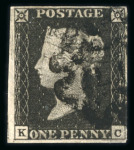 Stamp of Great Britain » Distinctive Maltese Cross Cancellations 1840 1d black pl.2 KC with four margins and a good strike in black of the Plymouth distinctive MC