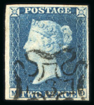 Stamp of Great Britain » 1840 2d Blue (ordered by plate number) 1840 2d. blue, Pl.1, MD, good margins all round, neatly