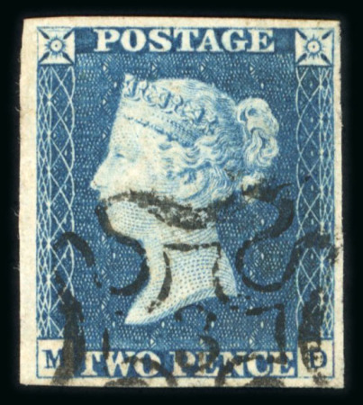 Stamp of Great Britain » 1840 2d Blue (ordered by plate number) 1840 2d. blue, Pl.1, MD, good margins all round, neatly