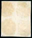 Stamp of Great Britain » 1840 2d Blue (ordered by plate number) 1840 2d bright blue pl.1 CF-DG in block of four with clear to good margins and fine strikes of a red MC