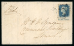 Stamp of Great Britain » 1840 2d Blue (ordered by plate number) 1840 2d blue pl.1 TL lower right corner marginal inscription example on cover from Ireland