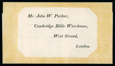 Stamp of Great Britain » 1839 Treasury Competition 1838 Proposal for a printed envelope, the J.W. Parker letter sheet printed in yellow