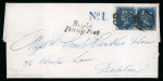 Stamp of Great Britain » 1840 2d Blue (ordered by plate number) 1842 (Oct 17) a lovely entire letter addressed in blue ink from Boyle to Dublin, bearing 1840 2d blue pl.2 JB-JC pair