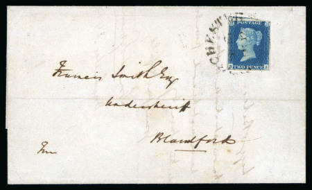 Stamp of Great Britain » Town Circular Datestamps 1840 2d blue, a remarkable assembly of the "Dorchester" town cancel
