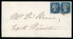 Stamp of Great Britain » 1840 2d Blue (ordered by plate number) 1841 (Jul 30) entire to East Warriston, bearing 1840 2d. blue, Pl. 1, RI-RJ, pair