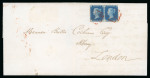 Stamp of Great Britain » 1840 1d Black and 2d Blue "May Dates" 1840 (May 18) entire to London bearing 1840 2d blue pl.1 TB