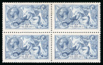 Stamp of Great Britain » King George V » 1913-19 Seahorse Issues 1915 De La Rue 10s pale blue mint n.h. block of four n.h