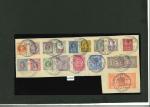Stamp of Great Britain » 1855-1900 Surface Printed » 1867-83 High Values 1890 South Kensington Penny Post Jubilee "2 JY 90" cancels tying 17 values to large piece incl. £5 orange