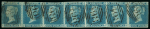 Stamp of Great Britain » 1841 2d Blue 1841 2d blue used group in a "Christmas tree" shape from a single and increasing size of multiple up to a strip of 12