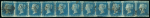 Stamp of Great Britain » 1841 2d Blue 1841 2d blue used group in a "Christmas tree" shape from a single and increasing size of multiple up to a strip of 12