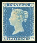 Stamp of Great Britain » 1841 2d Blue 1841 2d violet-blue RD with four large margins, mint large part o.g.
