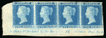 Stamp of Great Britain » 1841 2d Blue 1841 2d blue pl.4 TA-TD, state 2, mint and used horizontal strips of four from the lower-left corner of the sheet