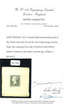 Stamp of Great Britain » Line Engraved Essays, Plate Proofs, Colour Trials and Reprints 1871 Ormond Hill die proof of the first (rejected) die of the One Penny stamp in black (fourth stage)