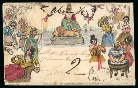 Stamp of Great Britain » 1840 Mulreadys & Caricatures » Caricatures 1840 Southgate Caricature Envelope No.2, ‘Ladies School’, hand-coloured and addressed to Dublin