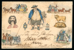 Stamp of Great Britain » 1840 Mulreadys & Caricatures » Caricatures 1840 Fores’s Coaching Envelope, No.6, hand-coloured, sent from Walsall (Staffordshire) to Blair