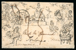 Stamp of Great Britain » 1840 Mulreadys & Caricatures » Caricatures Southgate Envelope No. 2, ´Ladies School´, a most unusual and extremely rare overseas usage