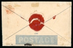Stamp of Great Britain » 1840 Mulreadys & Caricatures » 2d Lettersheets and Envelopes 1840 (Sep 8) 2d Mulready envelope, stereo a202, sent from London to Wigan, uprated with 1840 1d black pl.6 QK