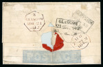 Stamp of Great Britain » 1840 Mulreadys & Caricatures » 2d Lettersheets and Envelopes 1842 (Aug 20) 2d Mulready from Dumfries to Glasgow (Scotland) with 1840 2d blue pl.1 OG