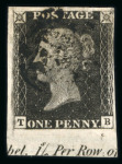 Stamp of Great Britain » 1840 1d Black and 1d Red plates 1a to 11 1840 1d black, a magnificent used "set" of the 12 plates from 1a -11