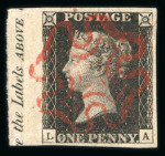 Stamp of Great Britain » 1840 1d Black and 1d Red plates 1a to 11 1840 1d black, a magnificent used "set" of the 12 plates from 1a -11