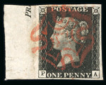 Stamp of Great Britain » 1840 1d Black and 1d Red plates 1a to 11 1840 1d black, a magnificent used "set" of the 12 plates from 1a -11