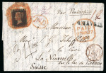 Stamp of Great Britain » 1840 1d Black and 1d Red plates 1a to 11 1841 (Mar 27) entire from Somerset House to Switzerland, with 1840 1d black pl.9 JK