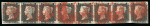 Stamp of Great Britain » 1840 1d Black and 1d Red plates 1a to 11 1840 1d black pl.2 HA-HH horizontal strip of eight, used