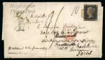 Stamp of Great Britain » 1840 1d Black and 1d Red plates 1a to 11 1840 (Oct 12) printed circular from Durham, bearing 1840 1d black pl. 4 EE, redirected to France