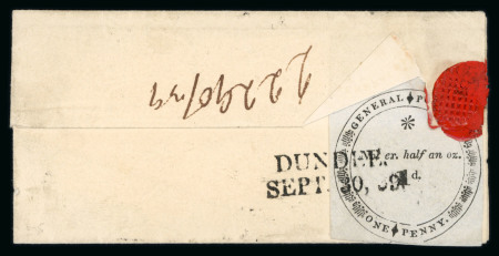 Stamp of Great Britain » 1839 Treasury Competition 1839 Treasury Competition Essays James Chalmers: 1d. essay in black on grey wove paper affixed to small ´letter-sheet´