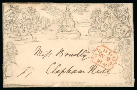 Stamp of Great Britain » 1840 Mulreadys & Caricatures » May Dates 1840 (May 2) 1d Mulready letter sheet (A175) used locally (four days prior to the official first day of use)